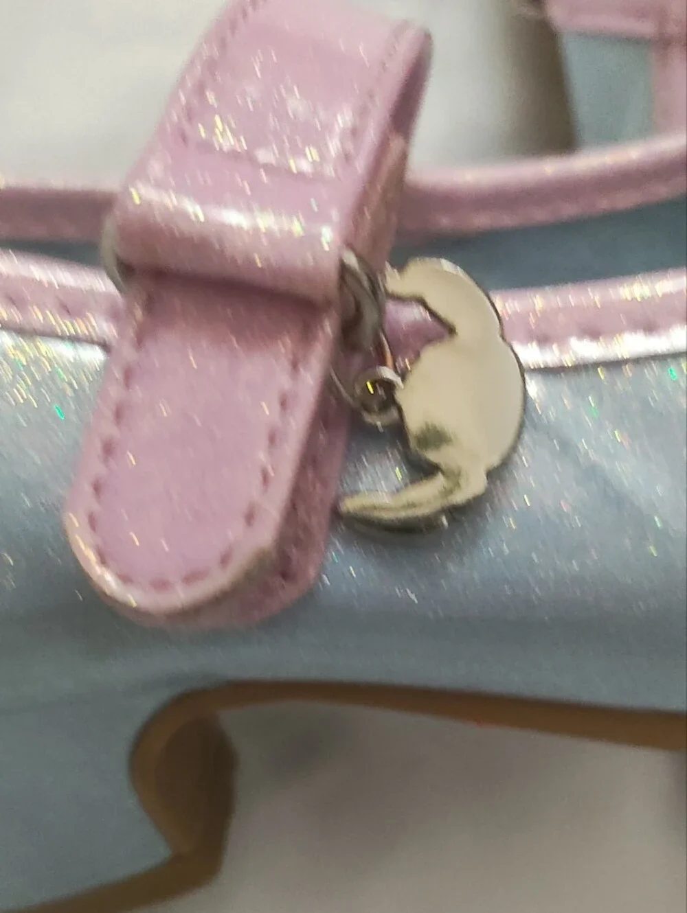 Disney Girls Light Blue Mary Jane Dress Shoes with Pink Trim